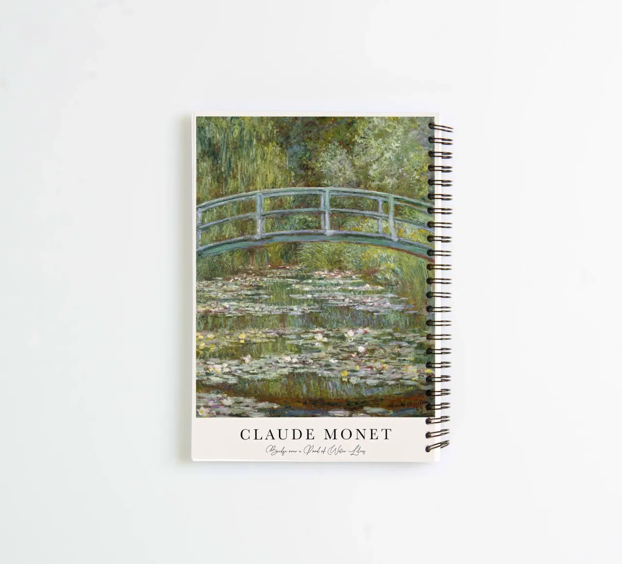 Monet Bridge over a Pond of Water Lilies 1899 spiral notebook by Jam Poster