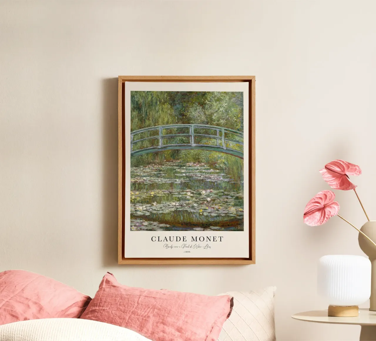 Ponte di Monet su uno stagno di ninfee 1899 tela con Cornice a cassetta da Jam Poster