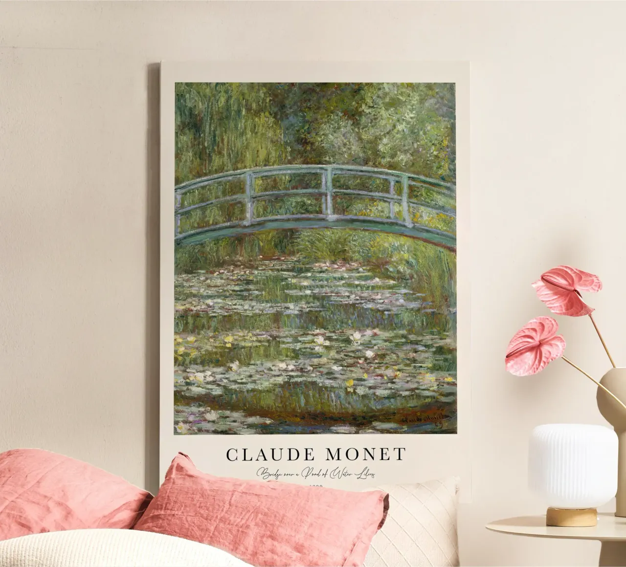 Ponte di Monet su uno stagno di ninfee 1899 tela con Cornice a cassetta da Jam Poster
