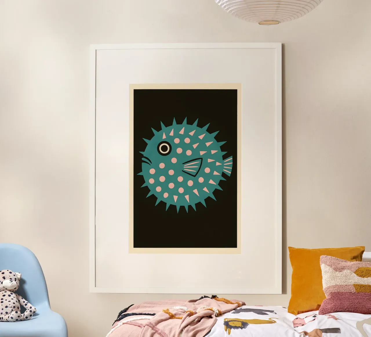 Teal Puffer – Bold Sea Creature Poster hahnemühle by Tide & Texture
