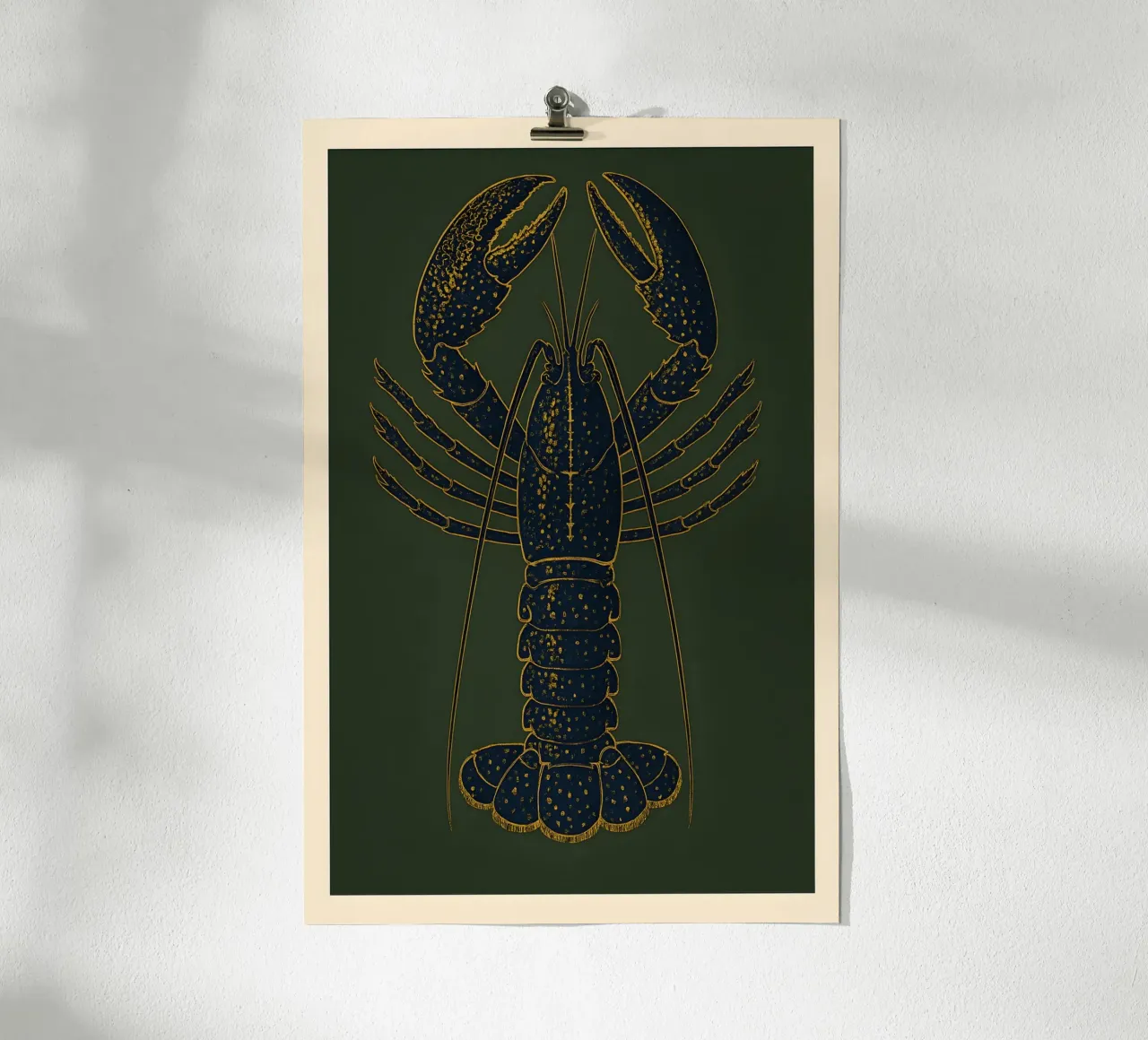 Olive Line Lobster – Detailed Ocean Poster hahnemühle by Tide & Texture