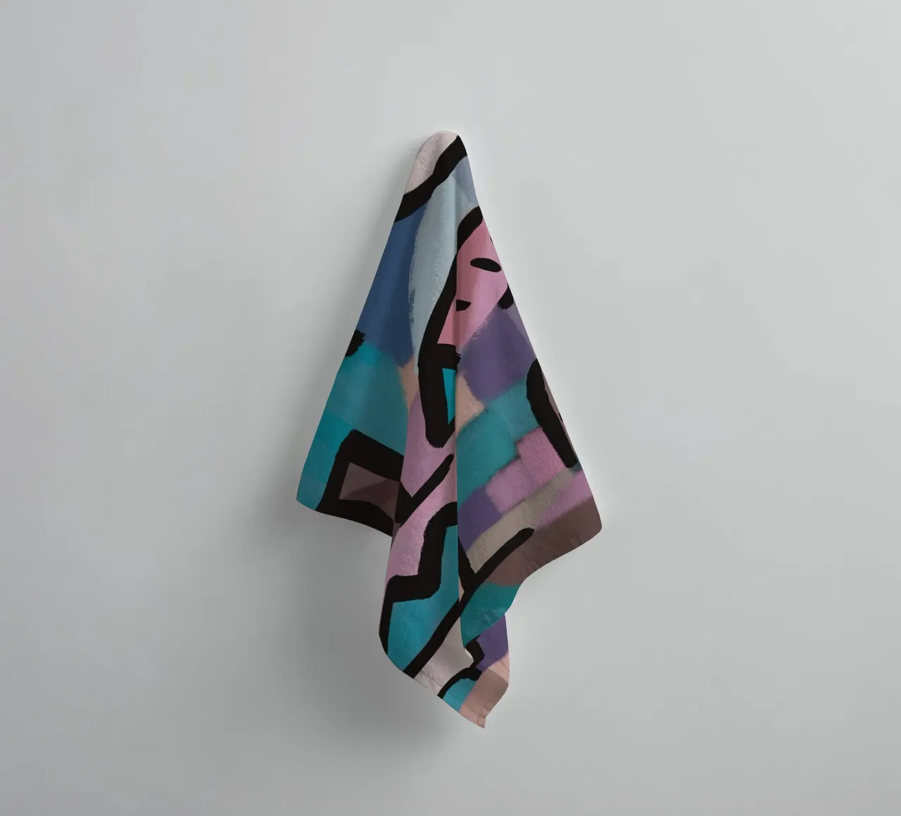 Purple grid town towel by Little Dean