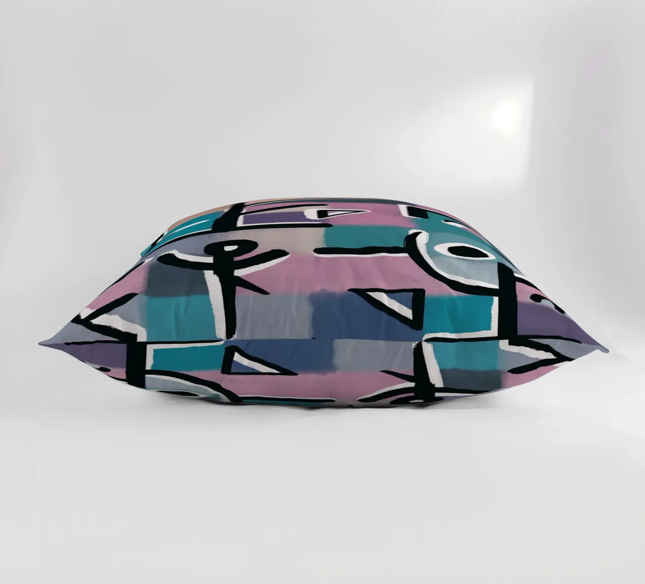 Purple grid playground decorative cushion by Little Dean