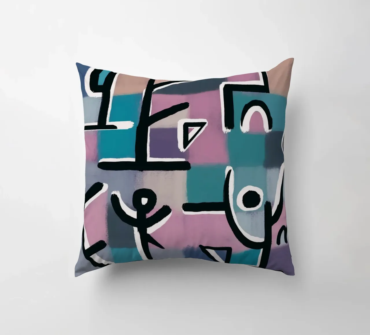 Purple grid playground decorative cushion by Little Dean