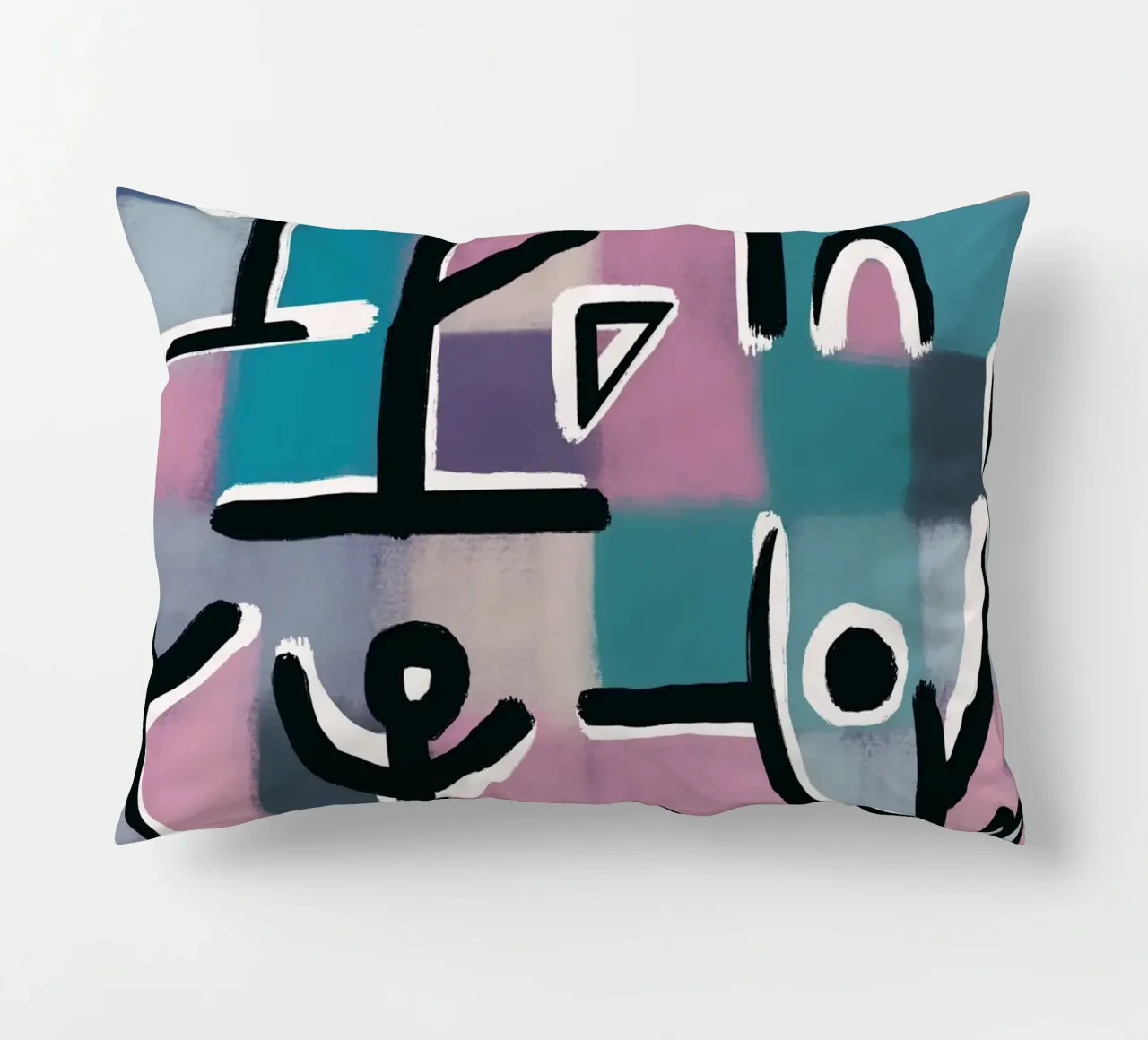Purple grid playground decorative cushion by Little Dean
