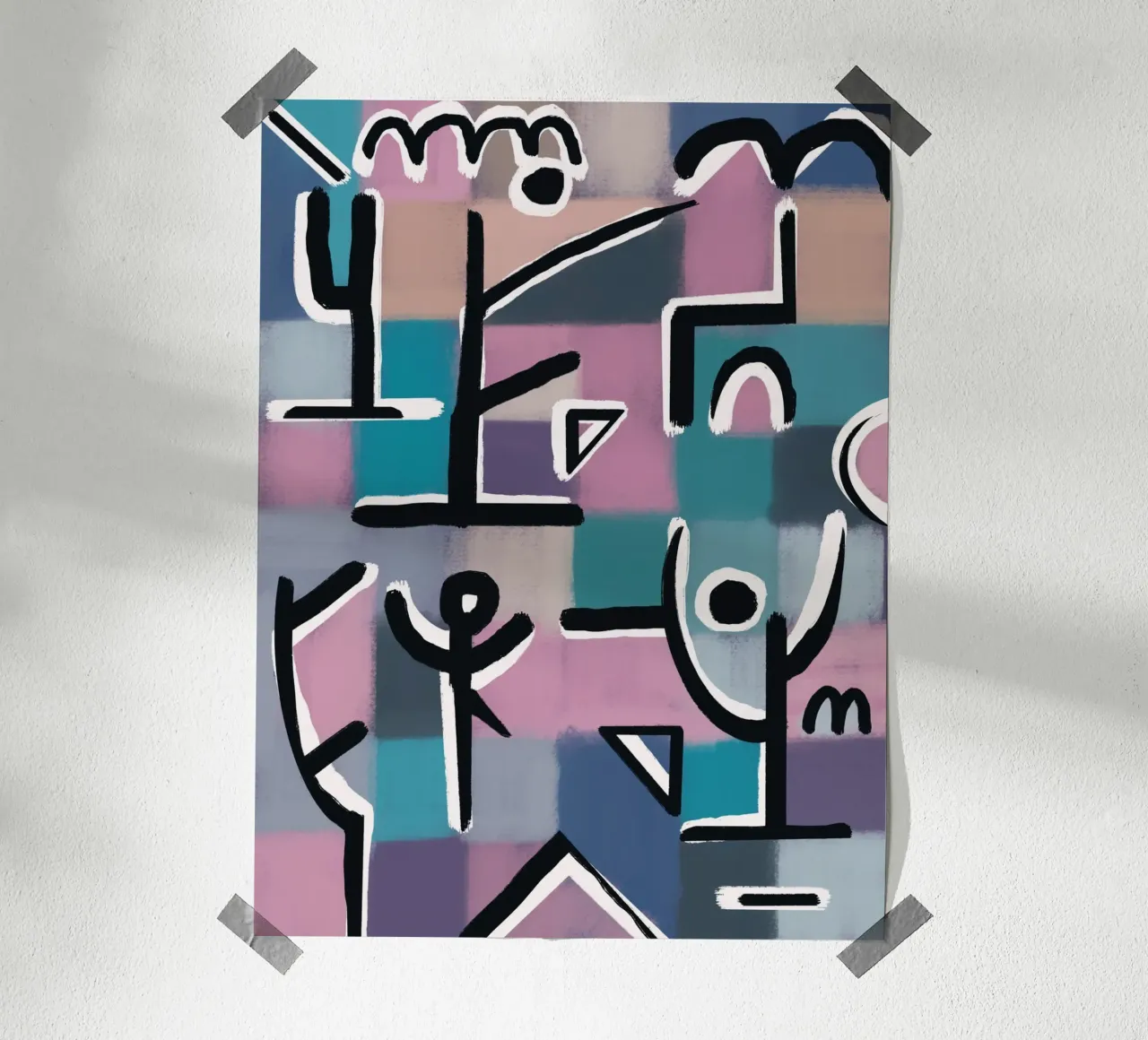 Paars raster speeltuin poster van Little Dean