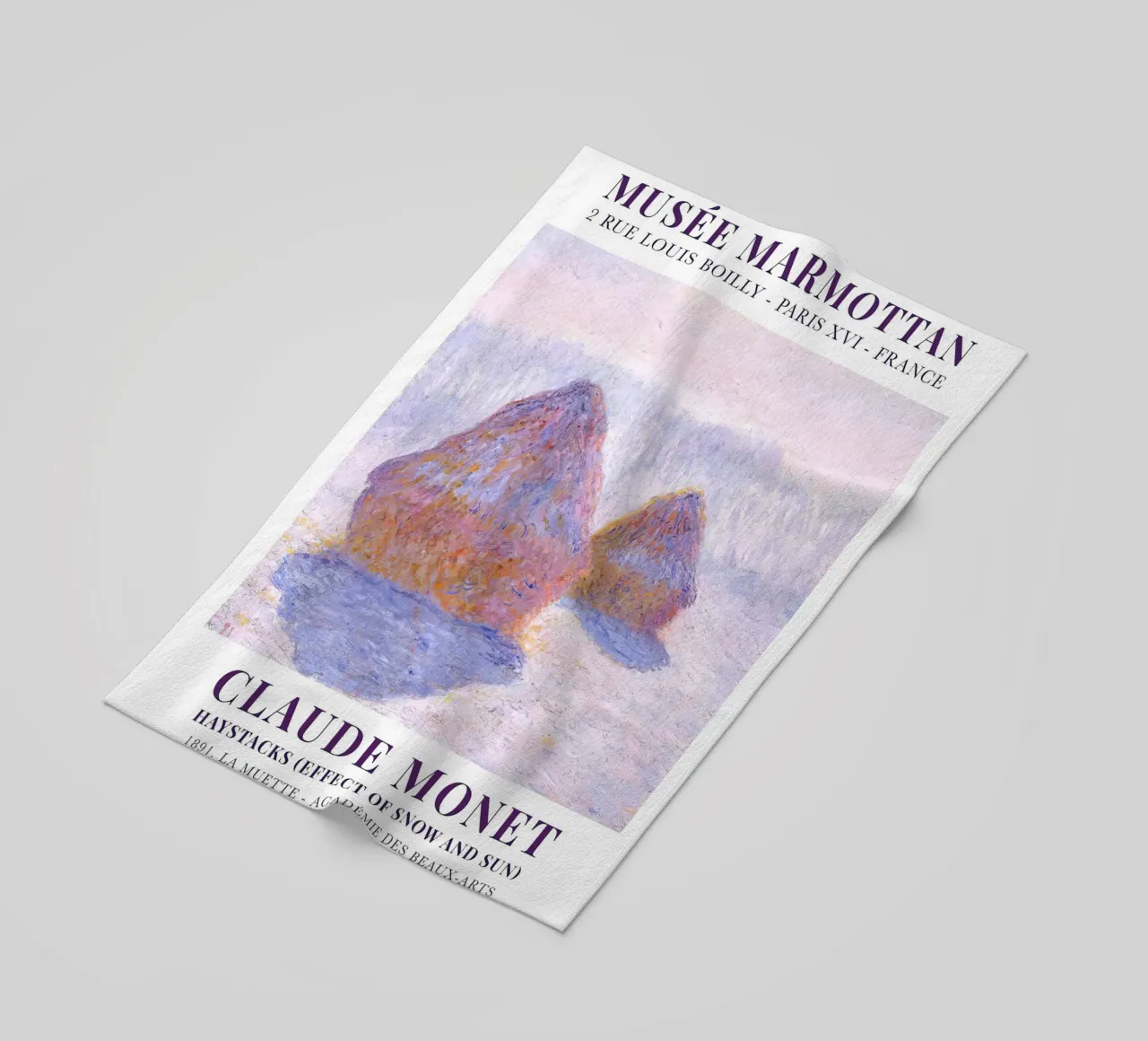 Monet Haystacks Effect of Snow and Sun 1891 beach towel by Jam Poster