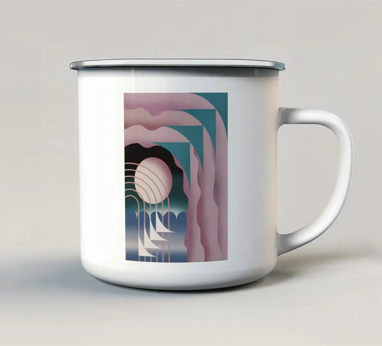 Spazio organico e geometrico 06 tazza in smalto da Little Dean