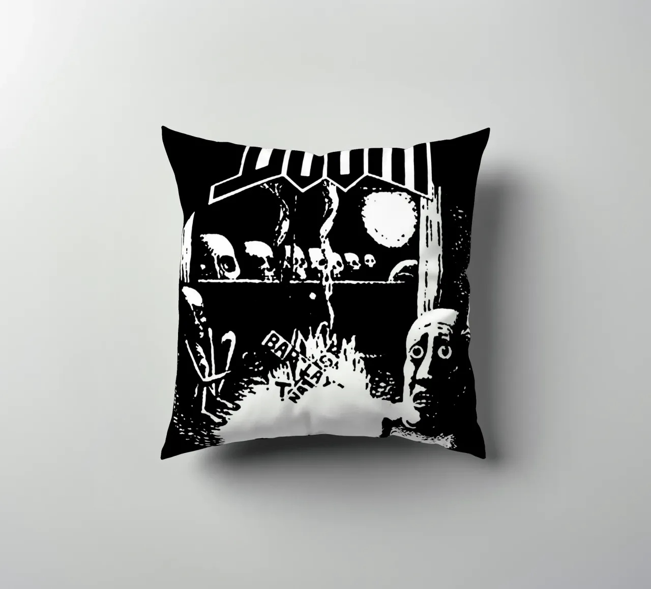 Doom metal band decorative cushion by vanhesling