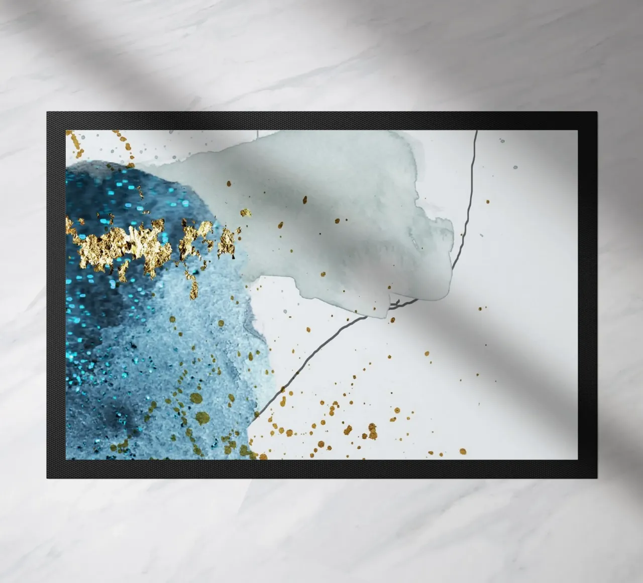 gold and blue abstract art zerbino da vintageshop