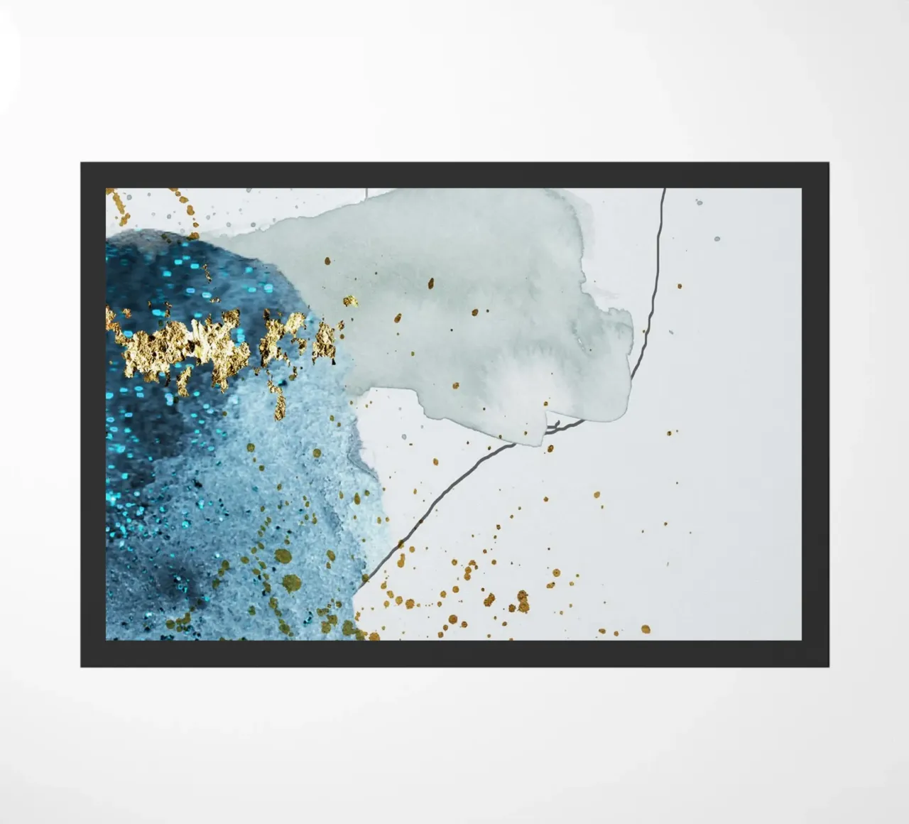 gold and blue abstract art zerbino da vintageshop
