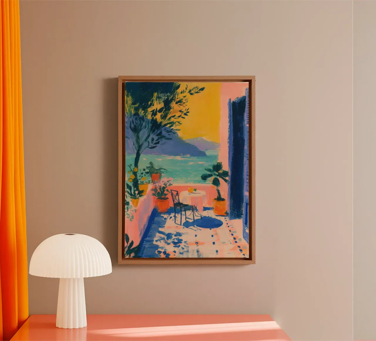 Balcón italiano de estilo Matisse lienzo con Marco flotante de ArtByNiki