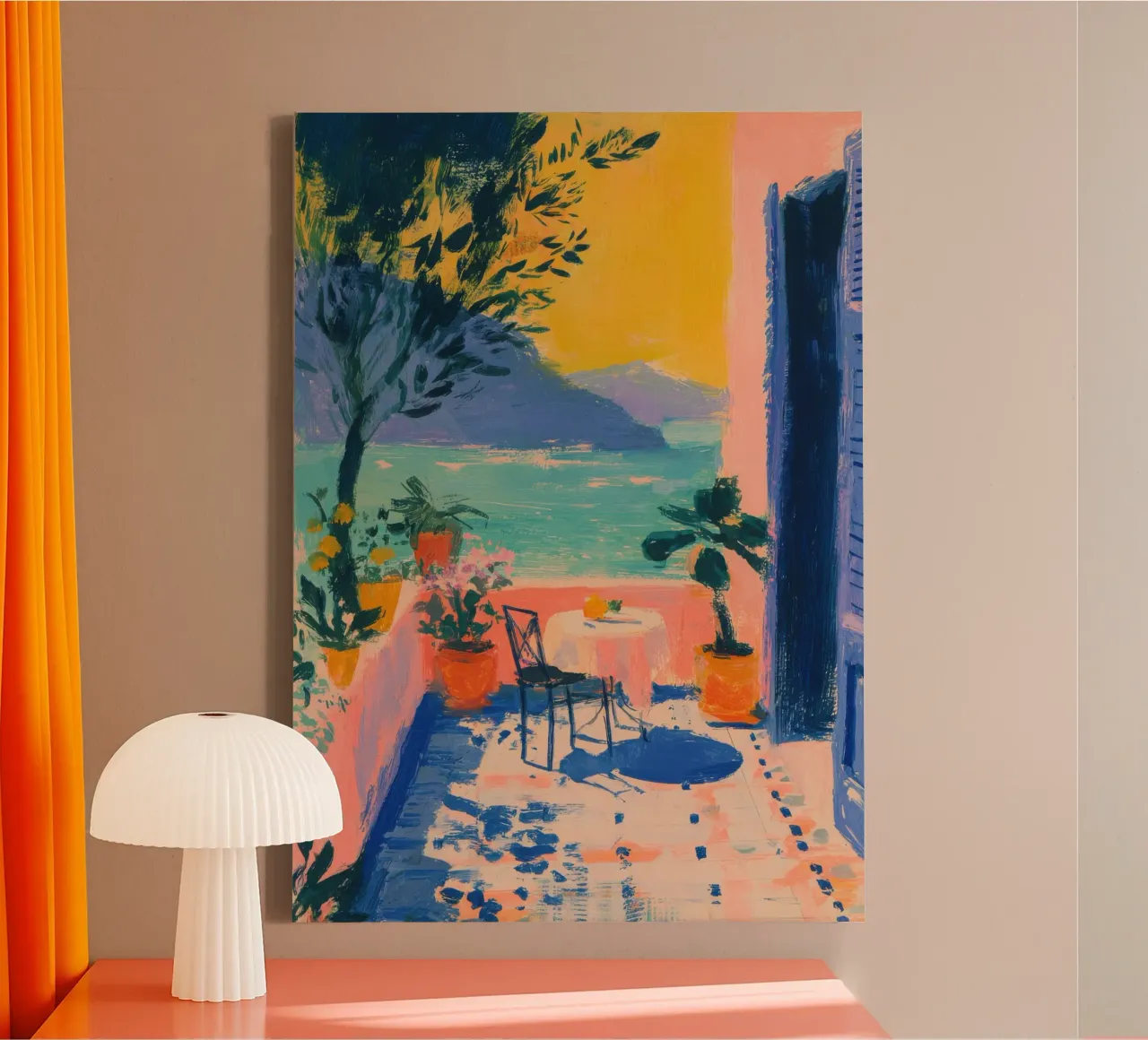 Balcón italiano de estilo Matisse lienzo con Marco flotante de ArtByNiki