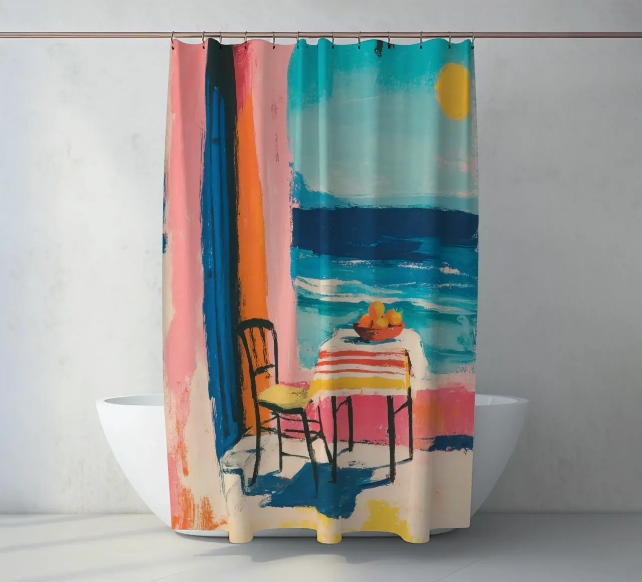 Terrazza greca in stile Matisse tenda da doccia da ArtByNiki