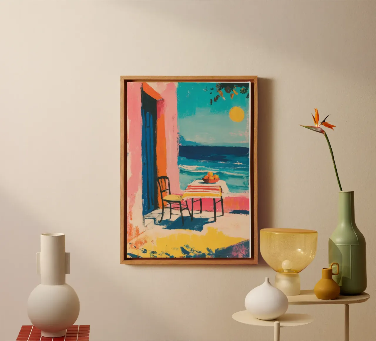 Terrazza greca in stile Matisse tela con Cornice a cassetta da ArtByNiki