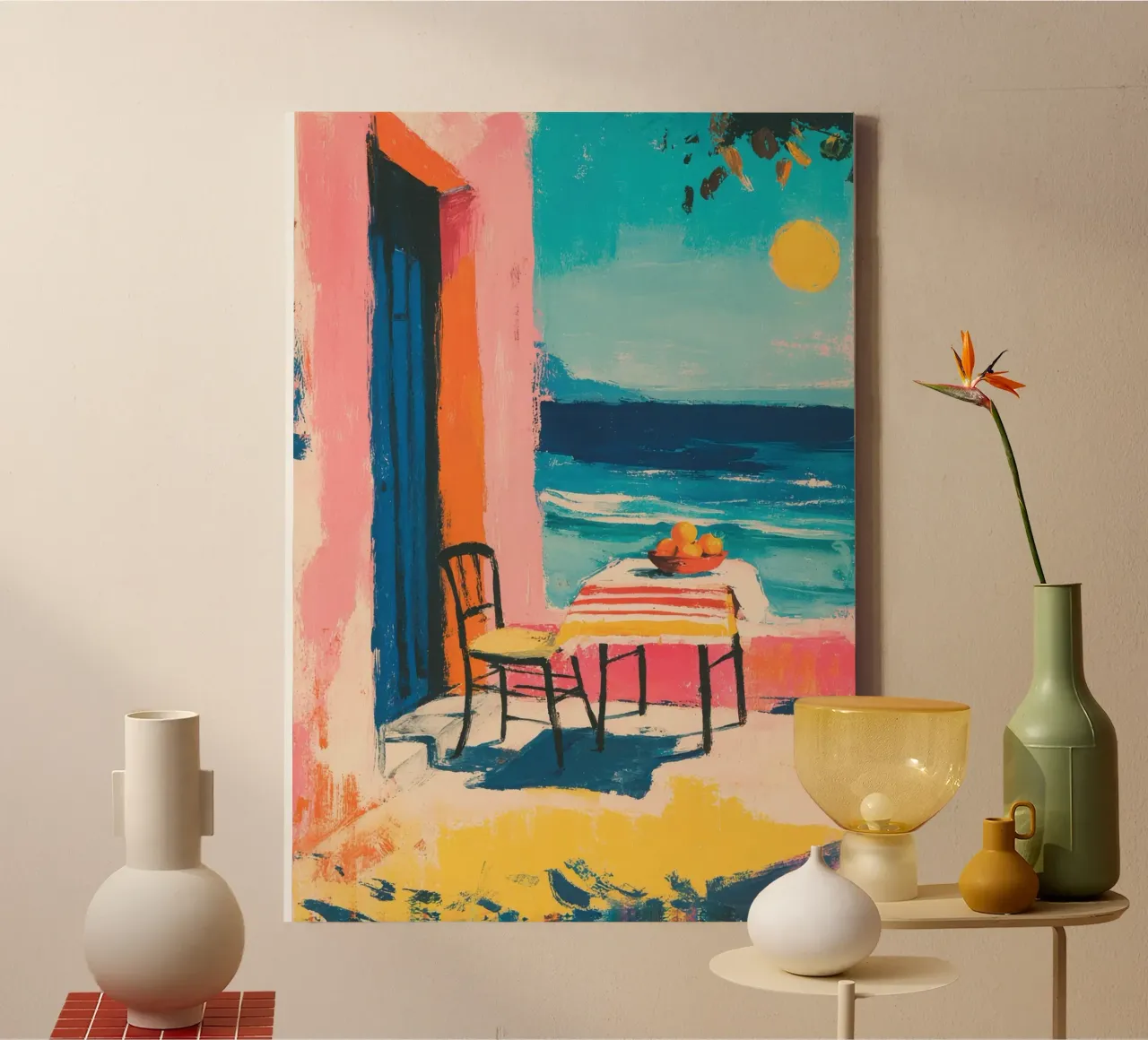 Terrazza greca in stile Matisse tela con Cornice a cassetta da ArtByNiki