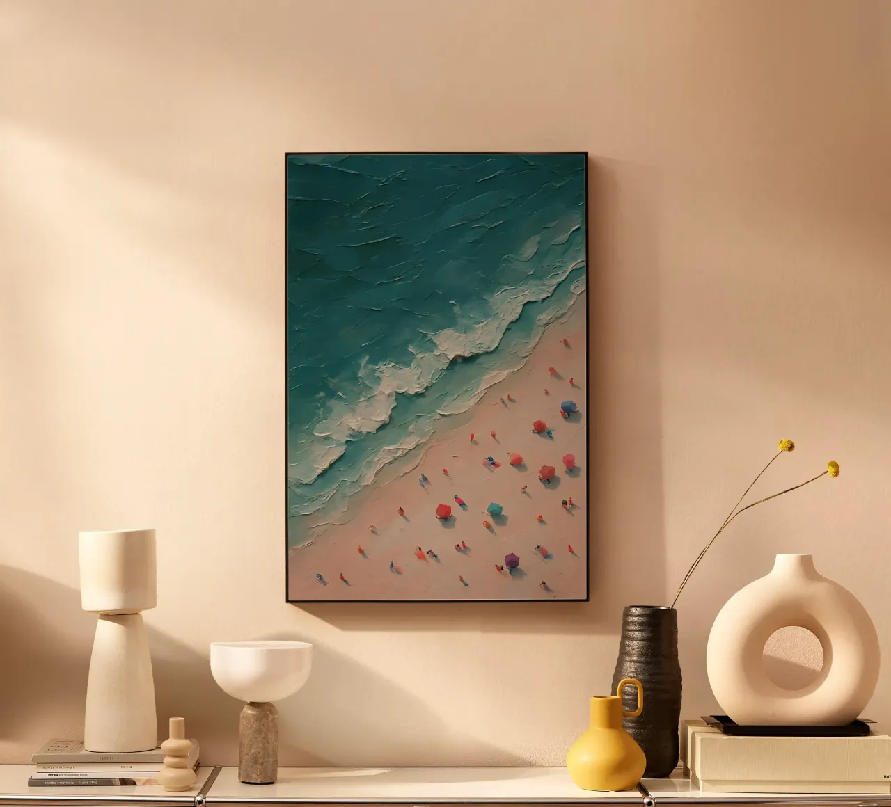 Pastel Beachscape with Umbrella Array plexiglass da Tide & Texture