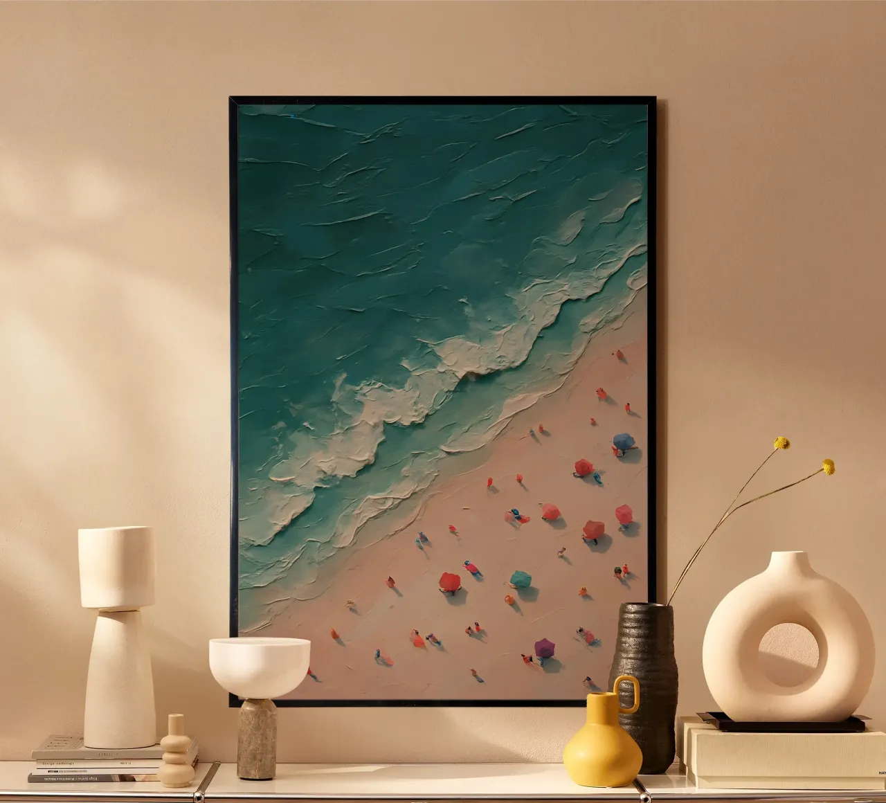 Pastel Beachscape with Umbrella Array poster da Tide & Texture