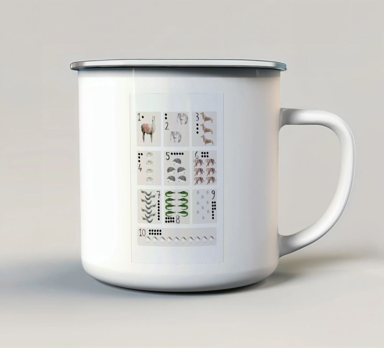 Numbers Print enamel mug by Isabelle Vandeplassche