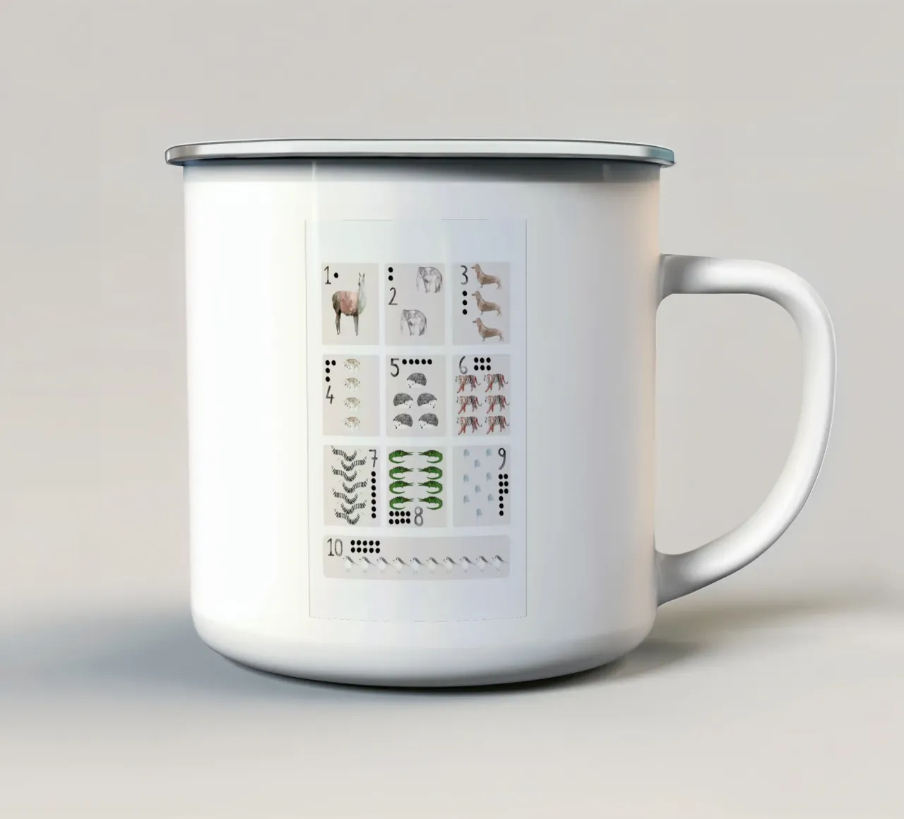 Numbers Print Emaille Tasse von Isabelle Vandeplassche