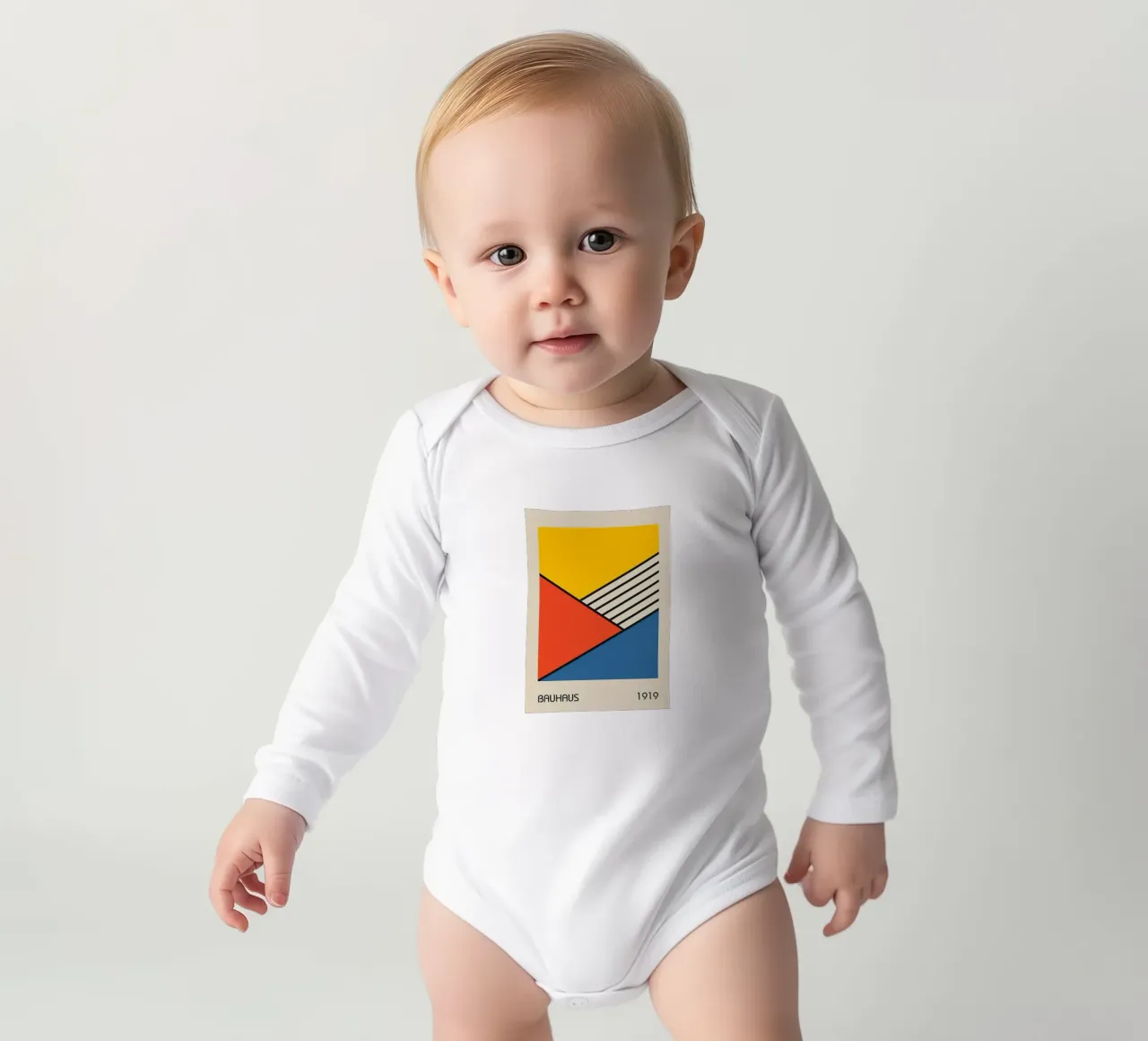 Bauhaus 1919 long-sleeve baby romper by Brooke