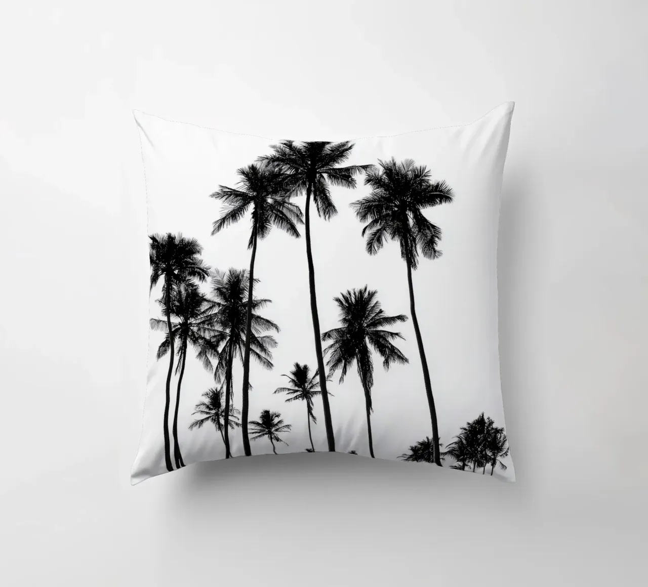 Minimal Palm Trees - Monochrome Coastal Wall Art Poster cuscino da Vela Luna