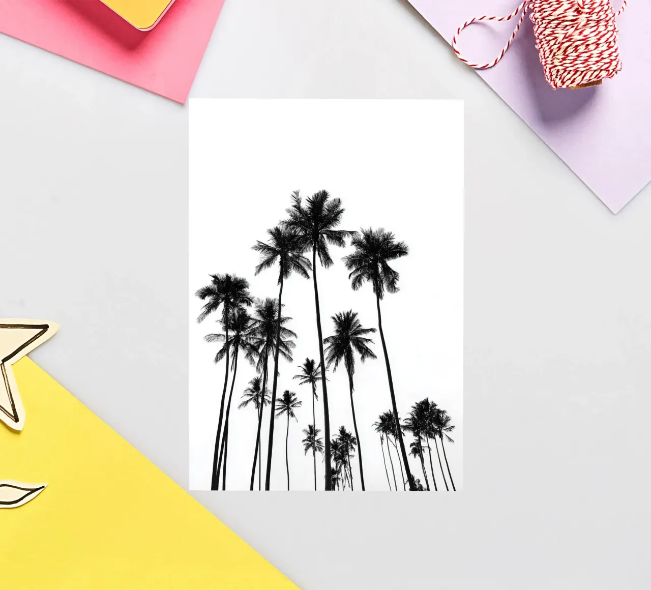 Minimal Palm Trees - Monochrome Coastal Wall Art Poster sticker by Vela Luna
