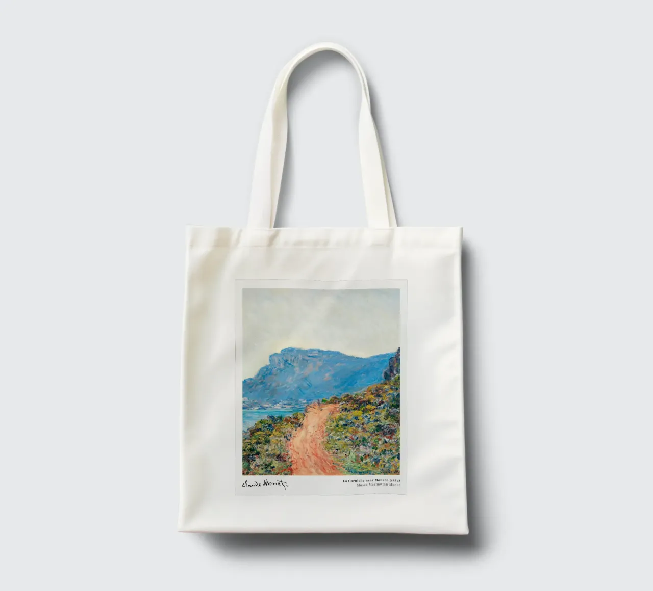 Monet La Corniche near Monaco 1884 borsa in juta da Jam Poster