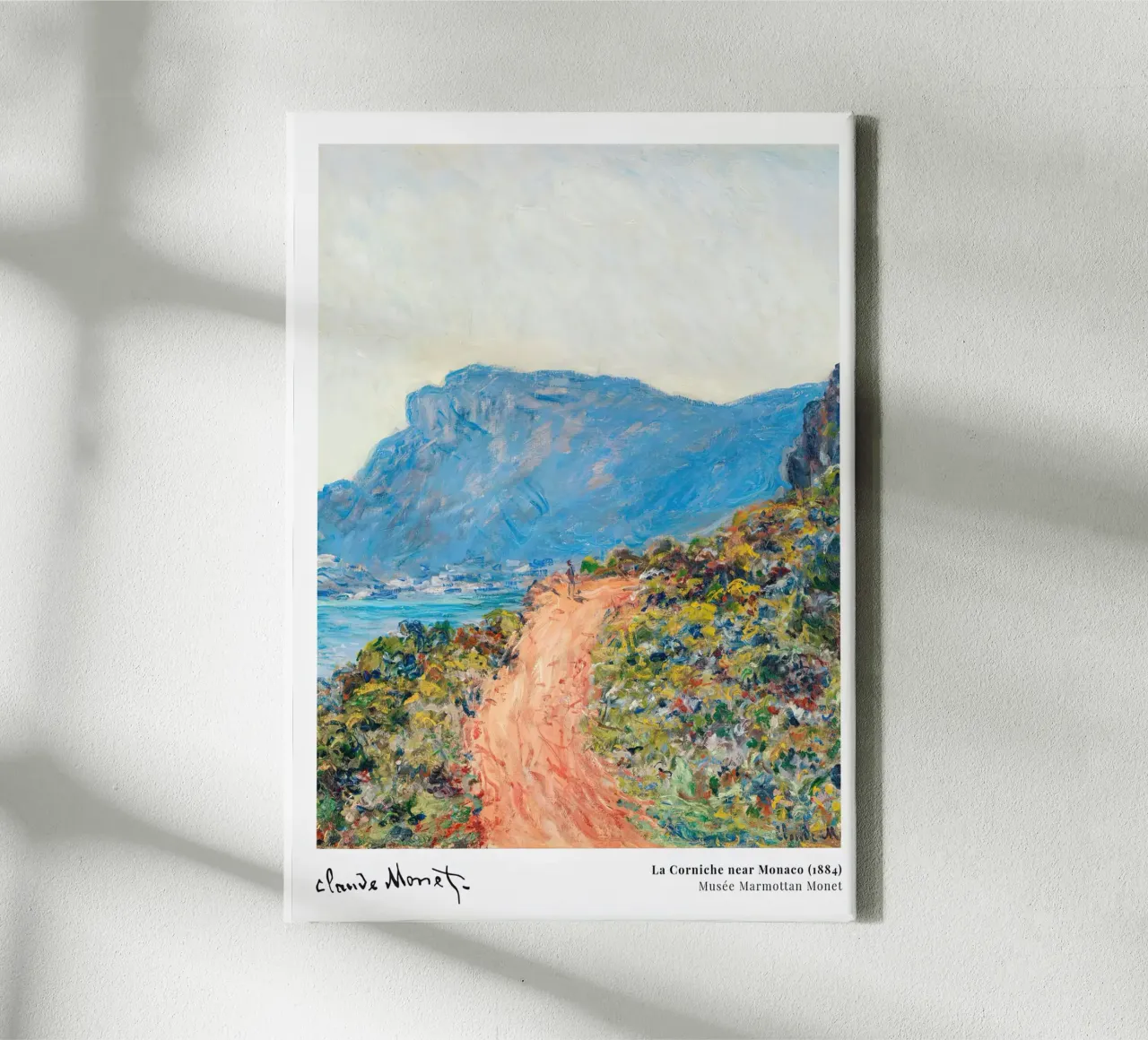 Monet La Corniche near Monaco 1884 tela con Cornice a cassetta da Jam Poster