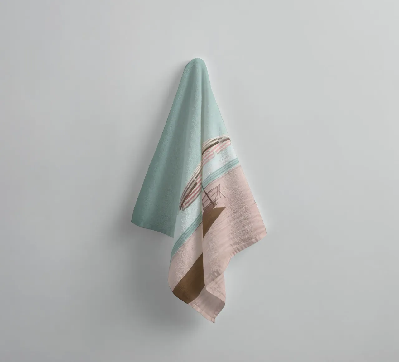 Pastel Beach Scene - Umbrella & Chairs Photo Poster towel by Vela Luna