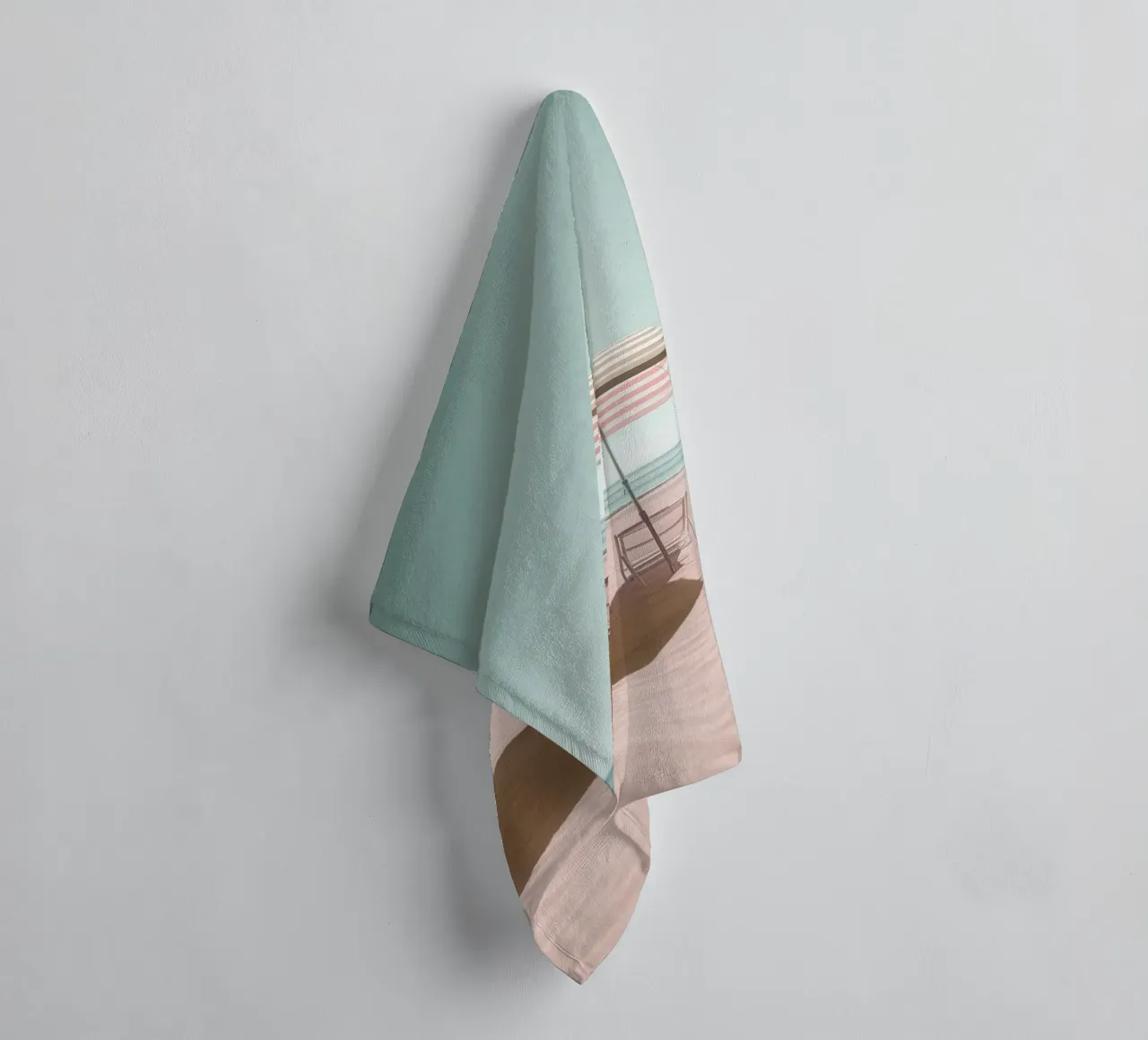 Pastel Beach Scene - Umbrella & Chairs Photo Poster towel by Vela Luna