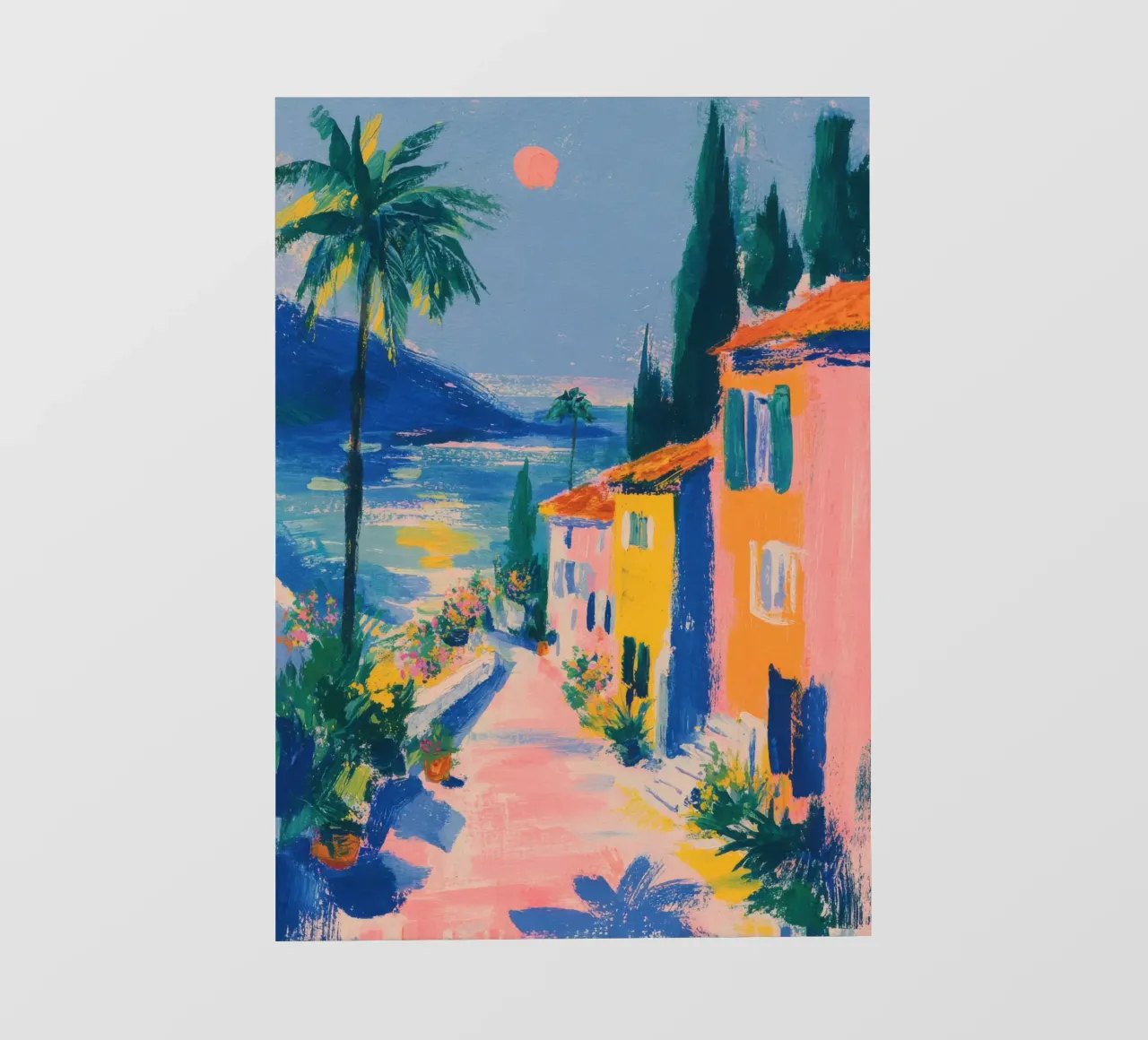 Serata in Riviera in stile gouache telo in pvc da ArtByNiki