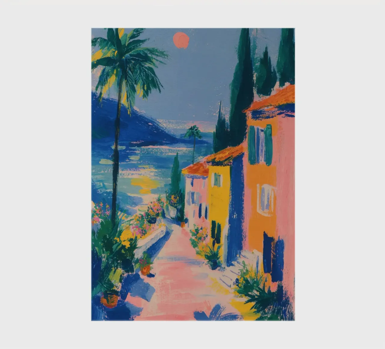 Evening on the Riviera in gouache style notebook by ArtByNiki