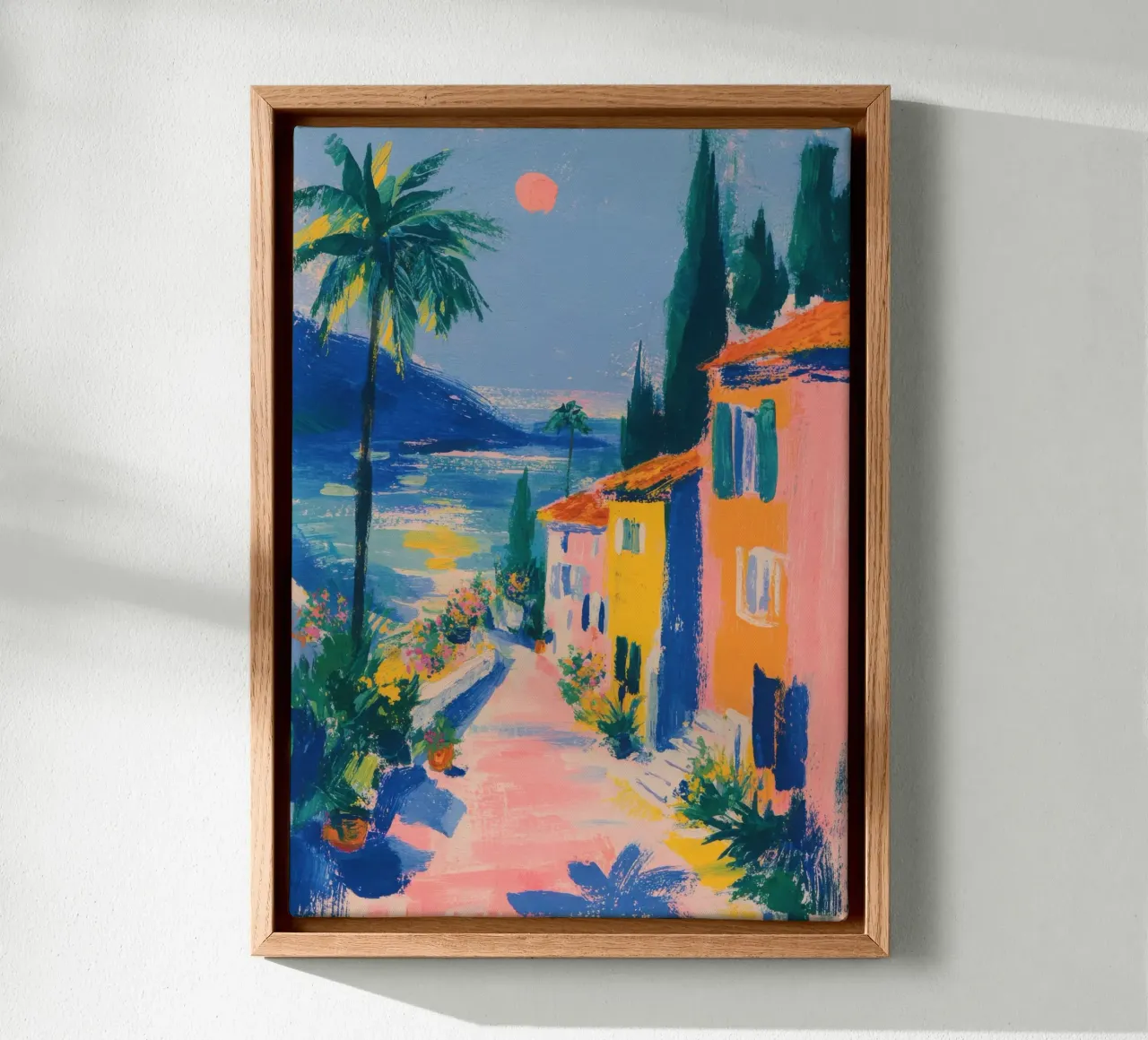 Evening on the Riviera in gouache style canvas by ArtByNiki