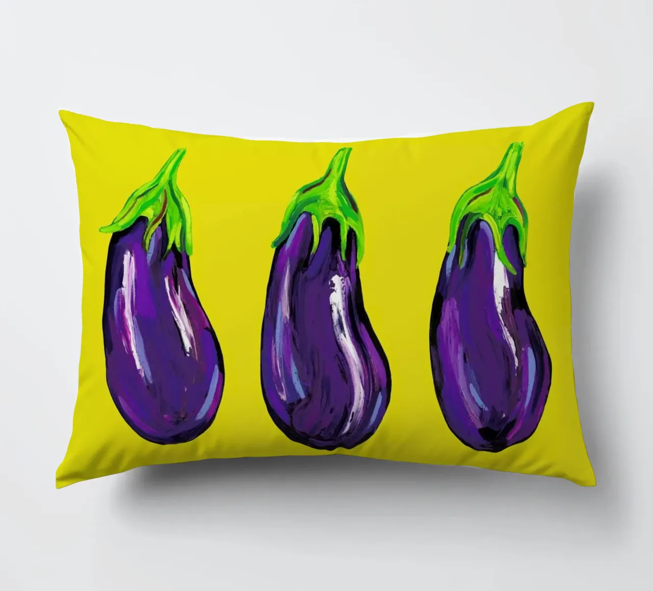 Aubergines On Yellow cuscino da Alice Straker