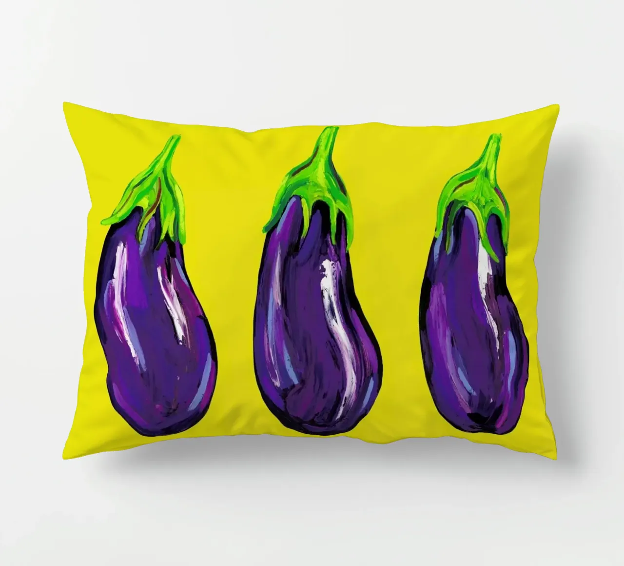 Aubergines On Yellow cuscino da Alice Straker