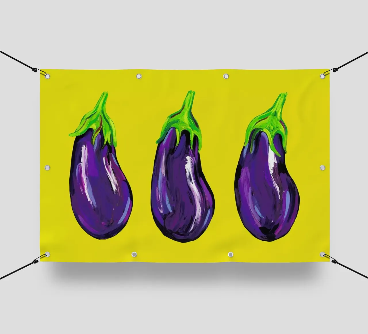 Aubergines On Yellow telo in pvc da Alice Straker