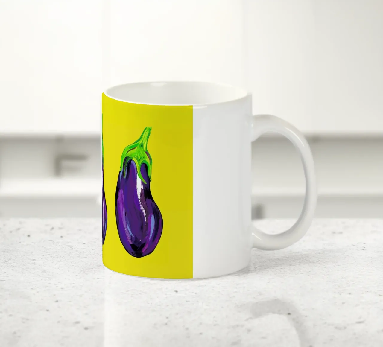 Aubergines On Yellow tazza in ceramica da Alice Straker