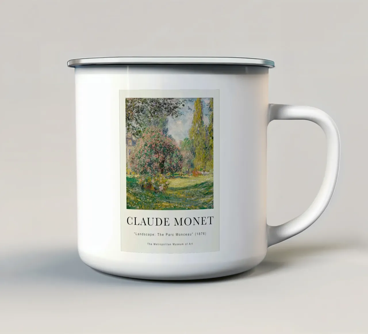 Monet Landschap Het Parc Monceau 1876 emaille mok van Jam Poster