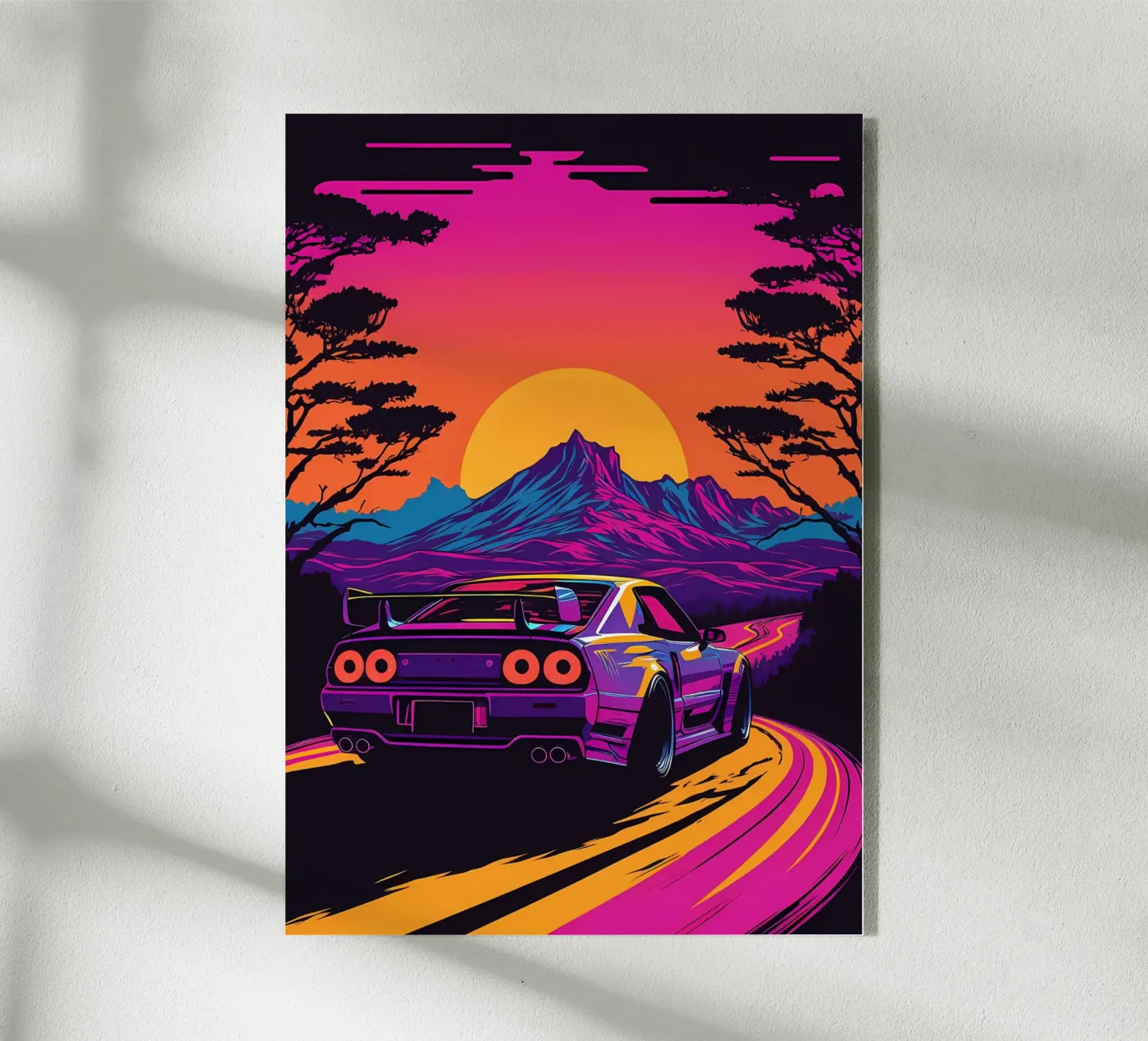 voiture coucher de soleil montagne plexiglas de MountainShop