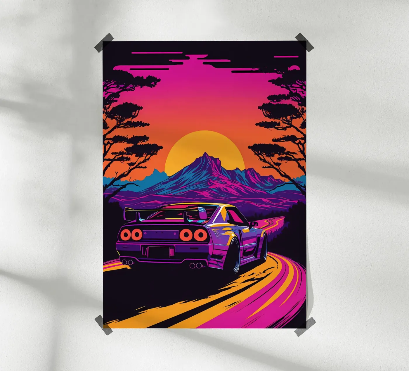 car sunset mountain poster da MountainShop