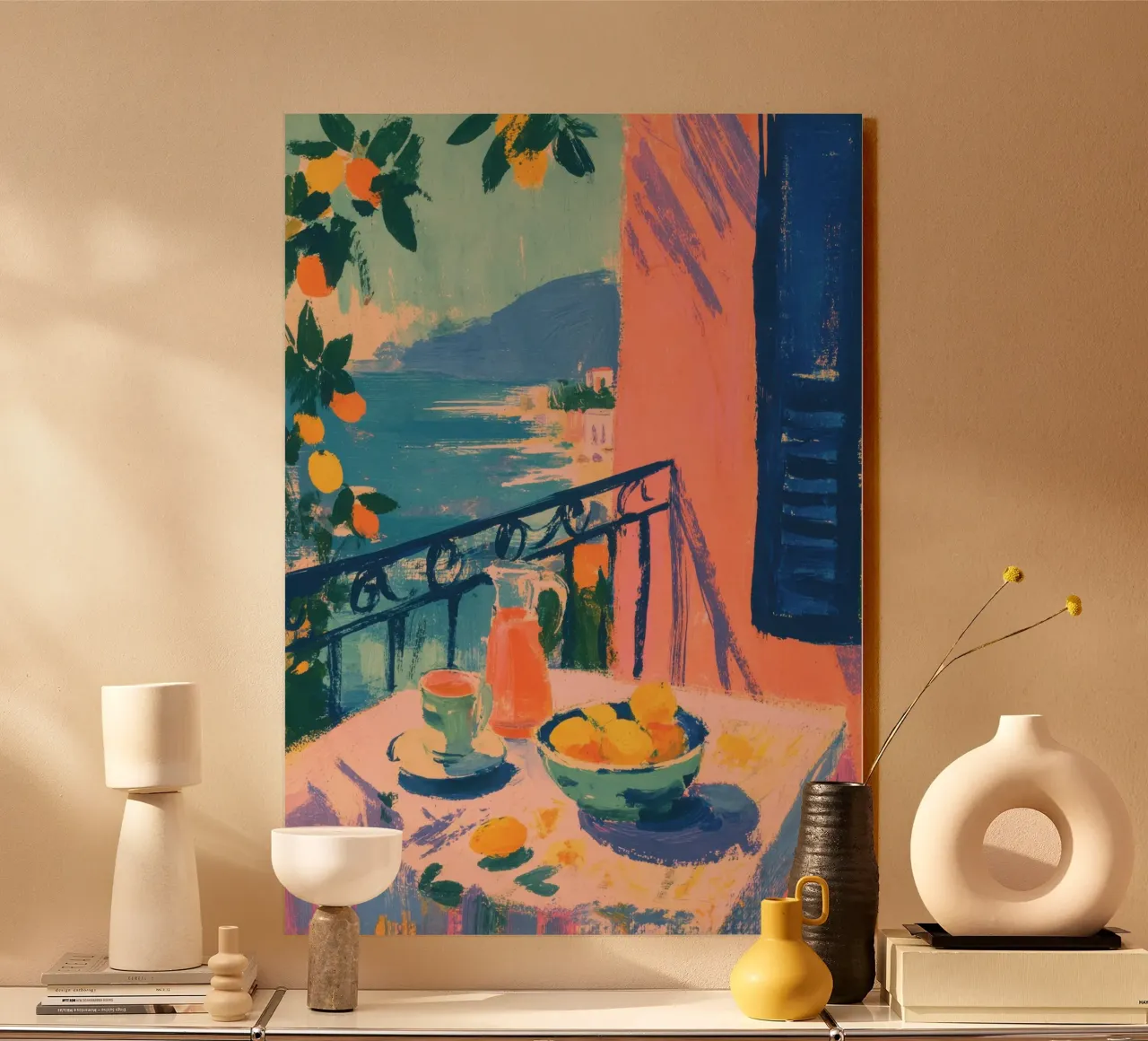 Tavolo con limoni in riva al mare in stile Matisse plexiglass da ArtByNiki