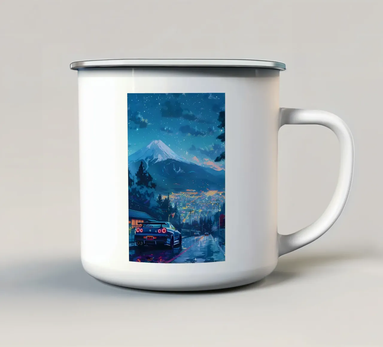 notte delle auto di montagna tazza in smalto da MountainShop