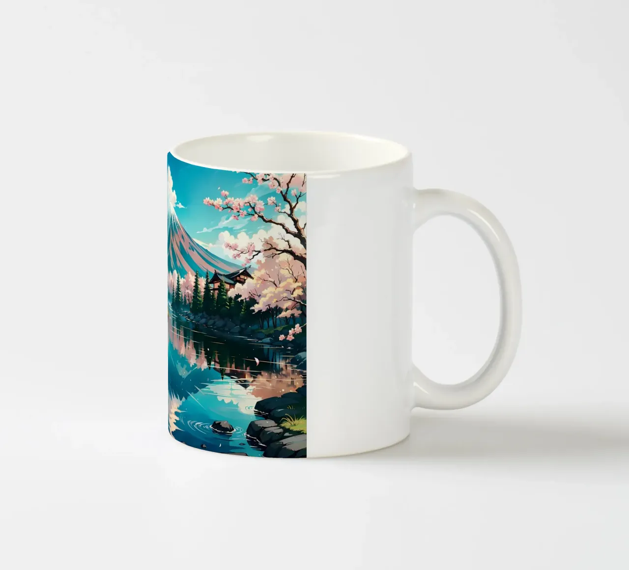 montagna ciliegio in fiore fiume tazza in ceramica da MountainShop