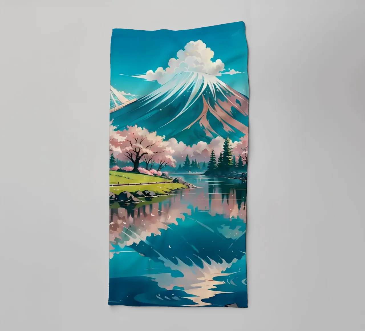 montagna ciliegio in fiore fiume asciugamano da bagno da MountainShop