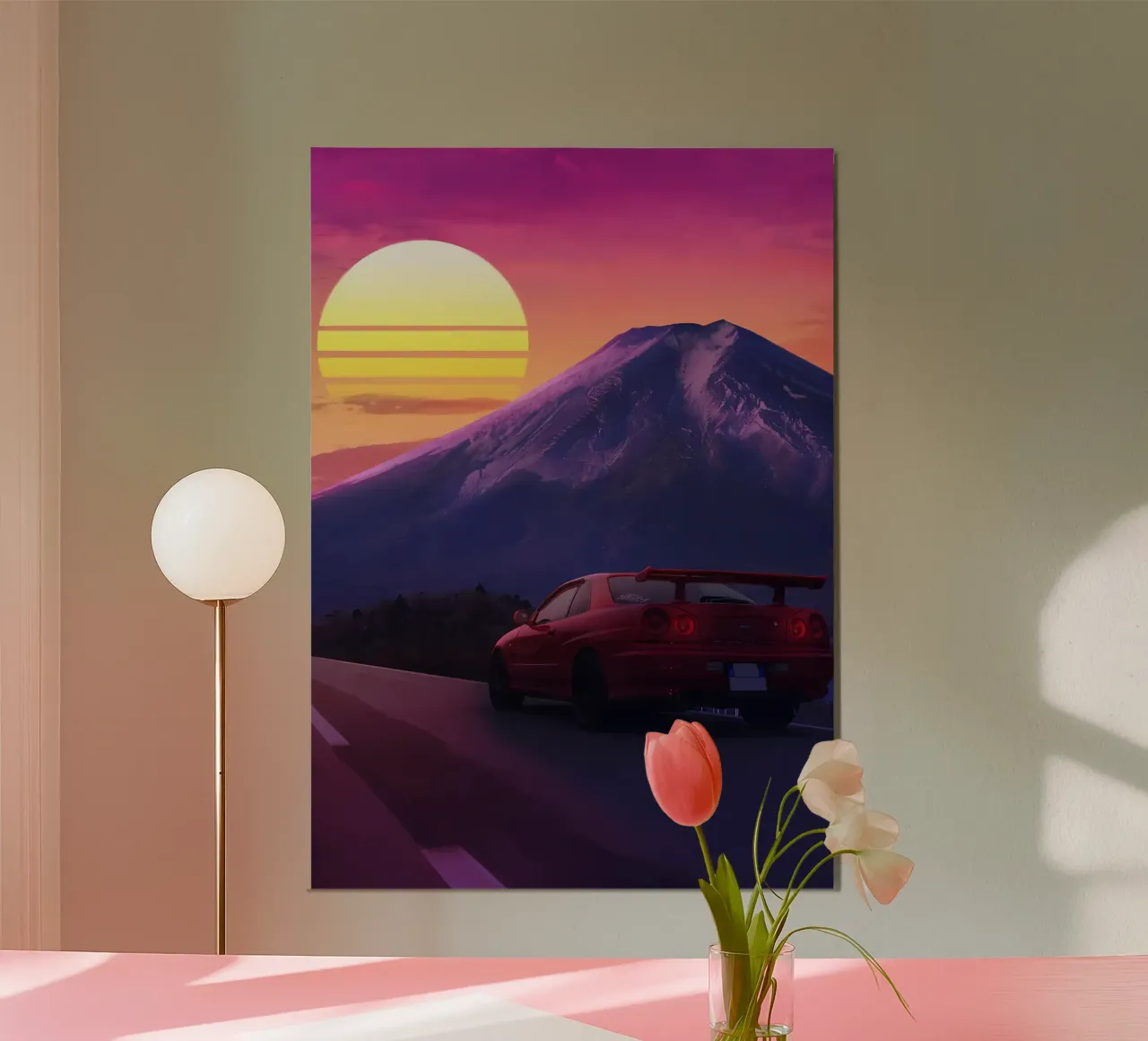 car mountain sunset alu-dibond by MountainShop