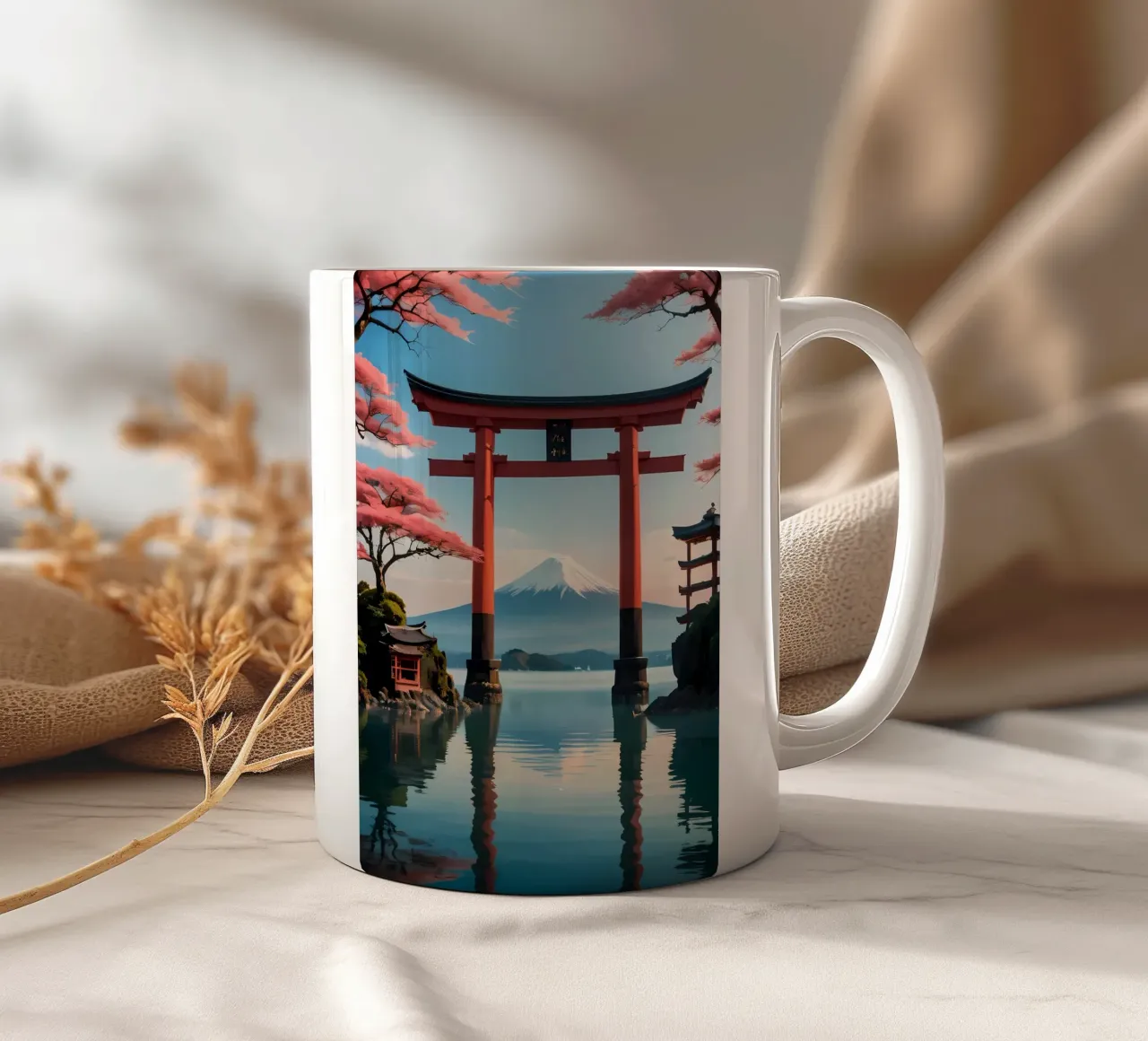 porta torii fiori di ciliegio tazza in ceramica da MountainShop