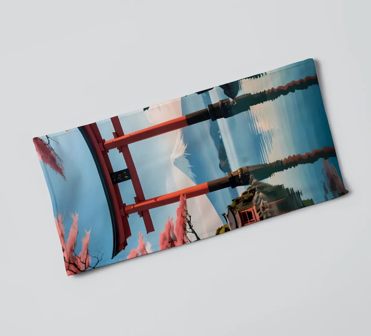 porta torii fiori di ciliegio asciugamano da bagno da MountainShop