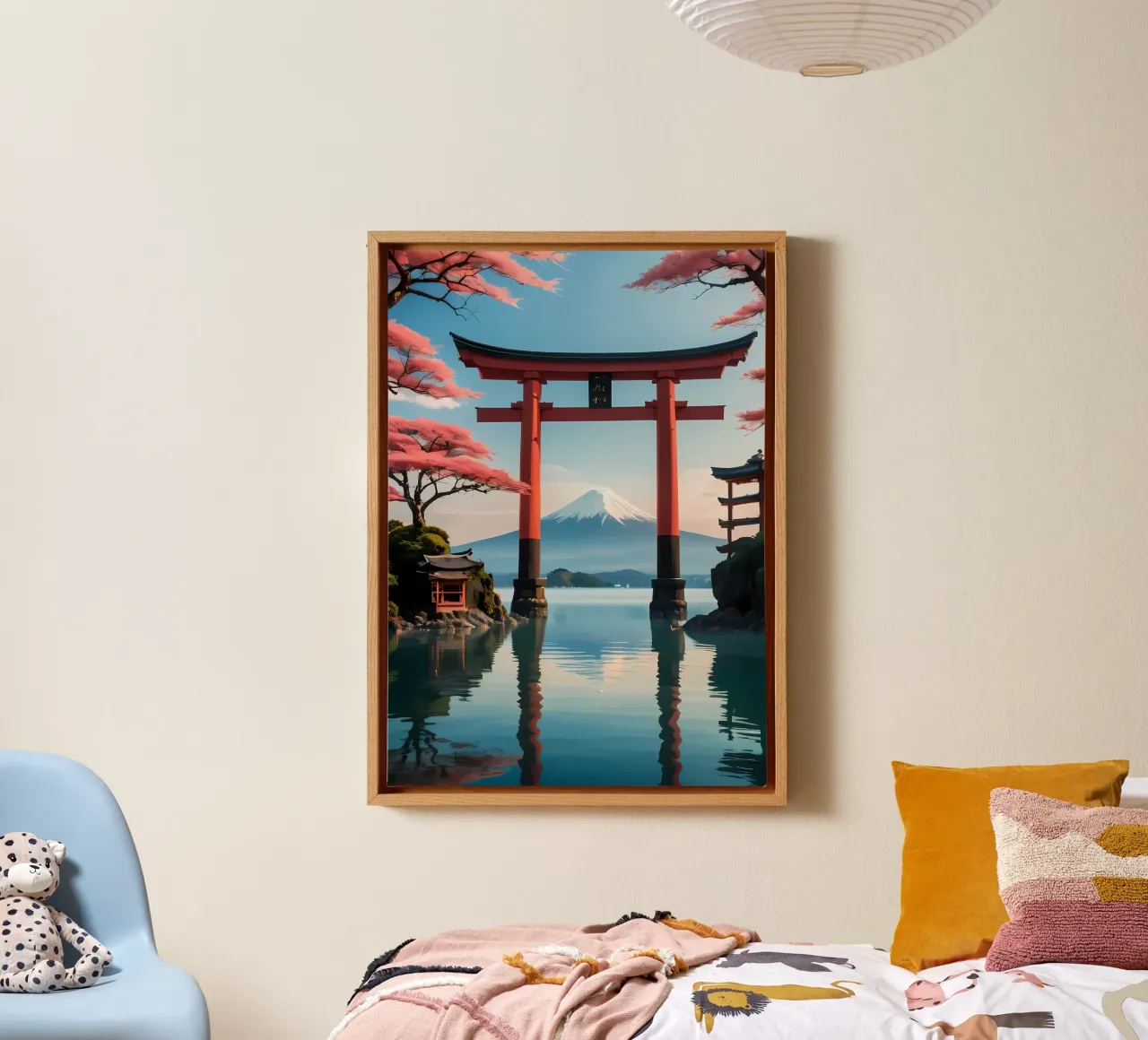 porta torii fiori di ciliegio tela con Cornice a cassetta da MountainShop