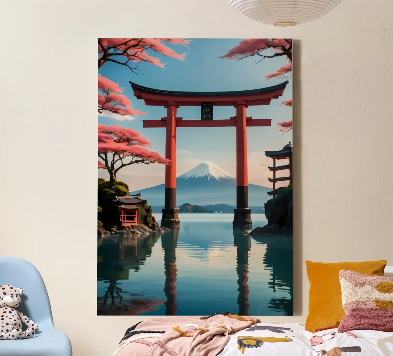porta torii fiori di ciliegio tela con Cornice a cassetta da MountainShop